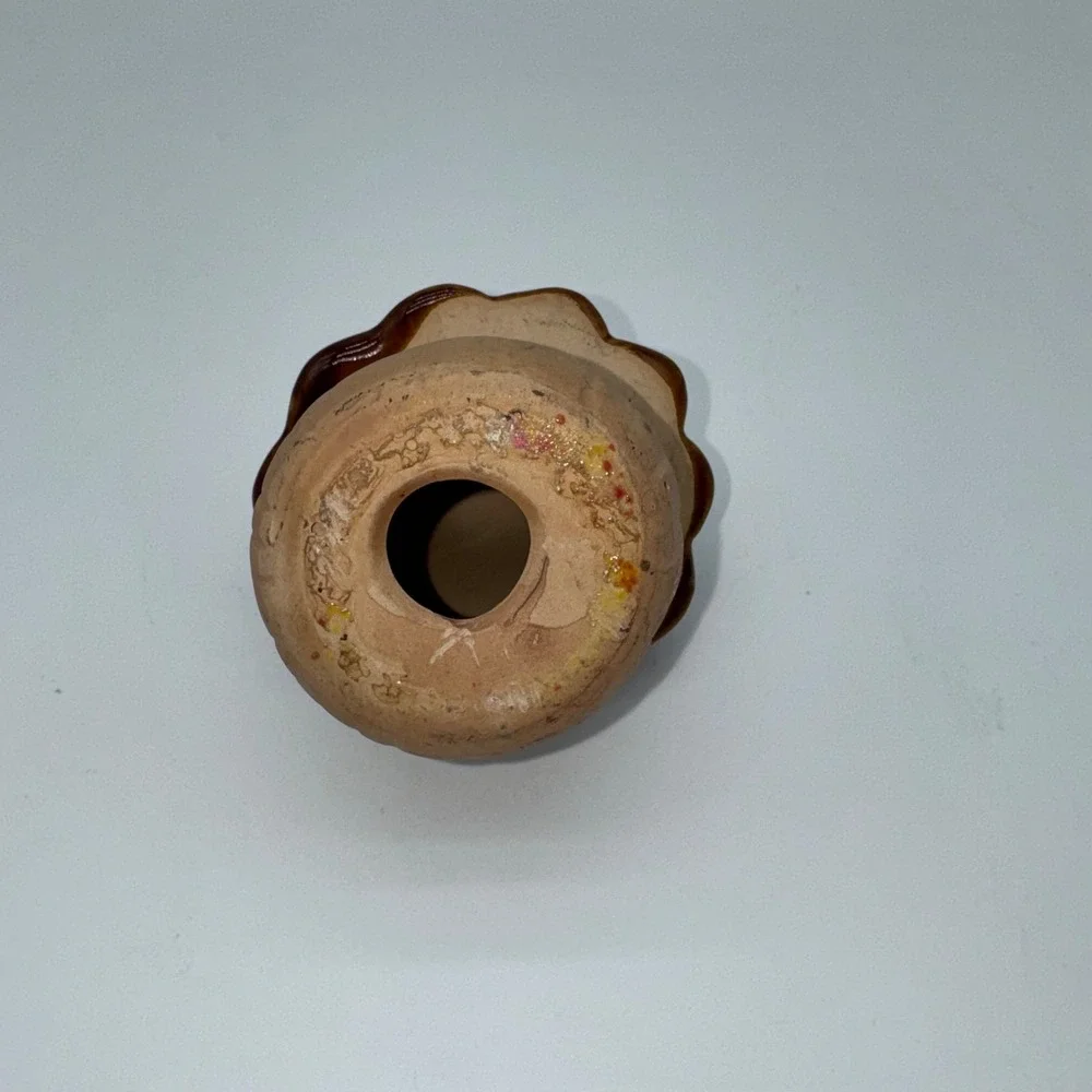 Whimsical Mushroom Orange Brown Glaze Top Ceramic Garden Pottery 3.5